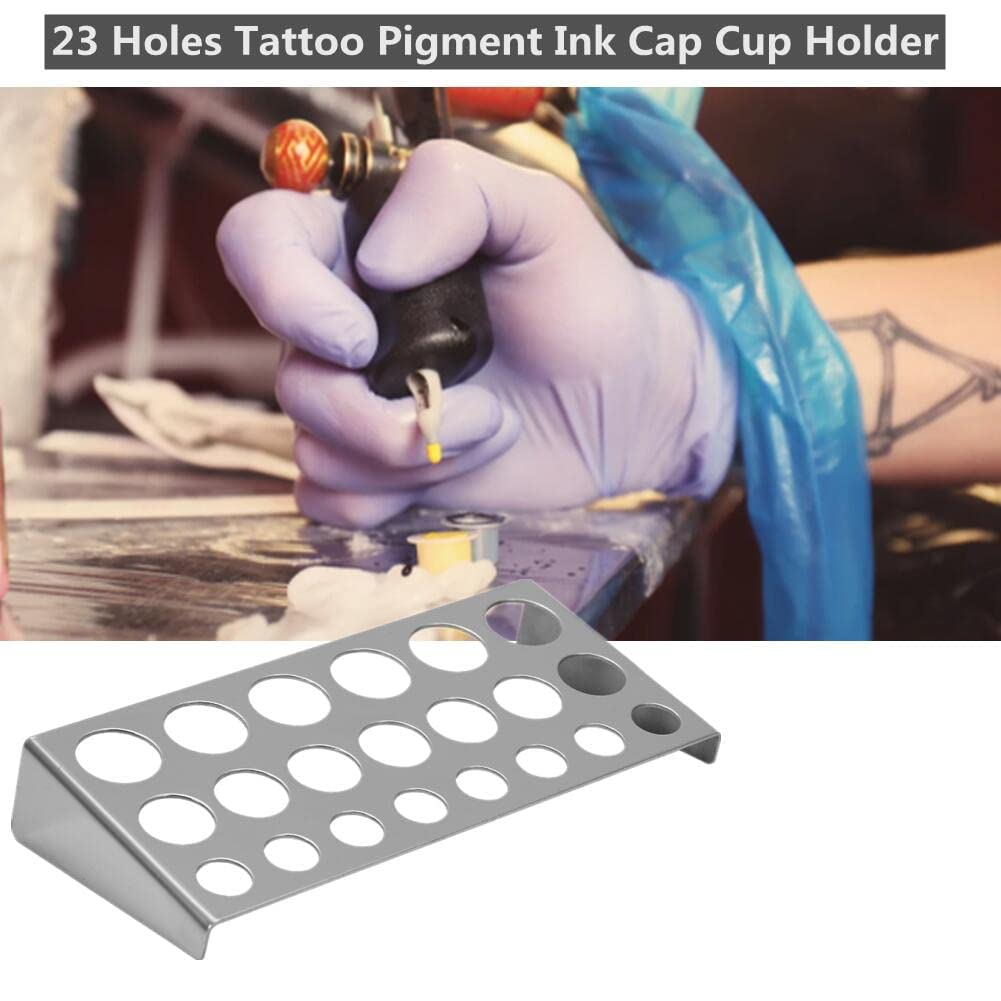 Tattoo-Tintenbecherhalter Aus Edelstahl – 23 Mulden Für Kleine/mittlere/große Cups, Professionell