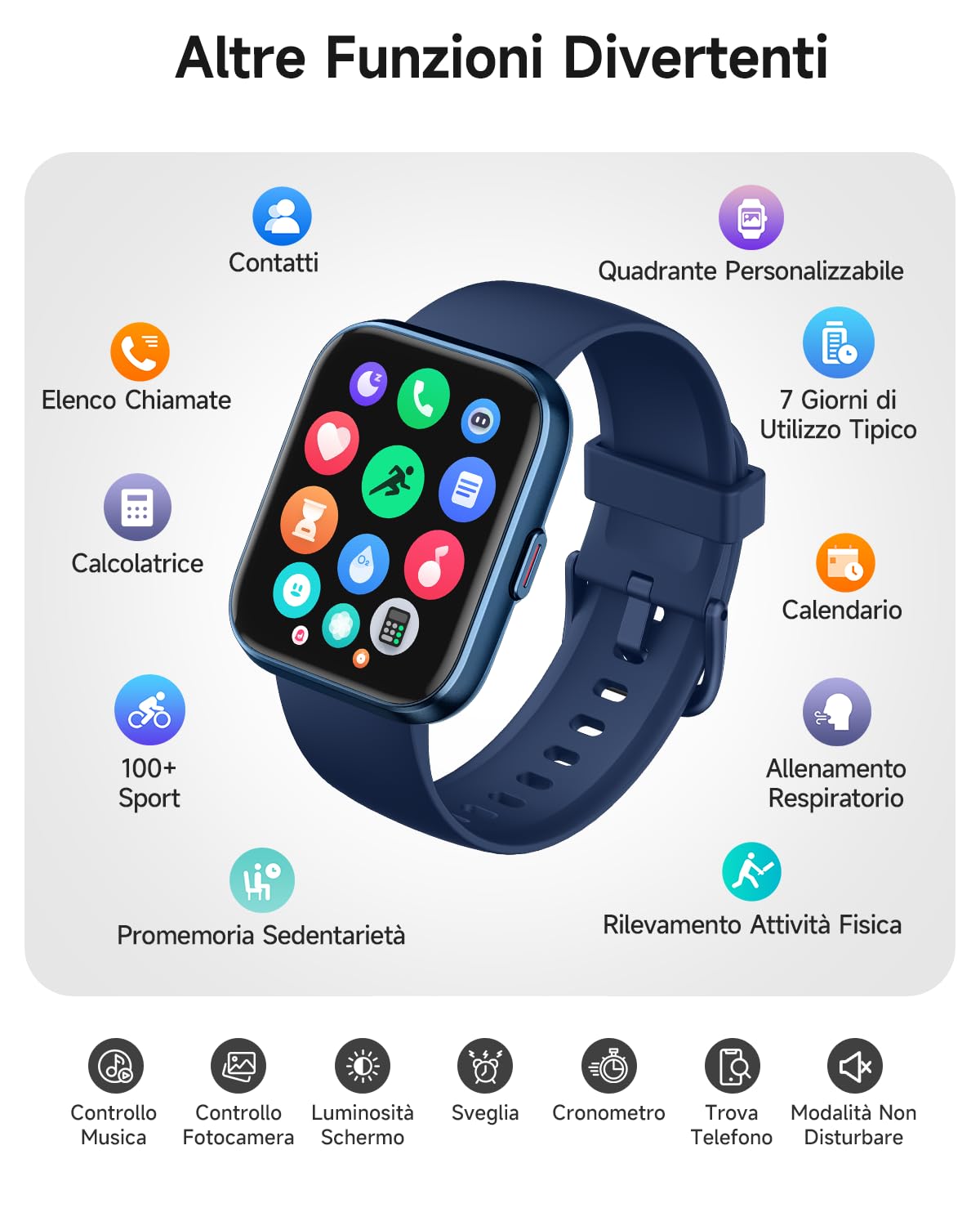 Smartwatch Uomo Donna, 1.8" AMOLED Smart Watch con Chiamate, Alexa Integrato, 100 Sportive, Orologio Smartwatch con Cardiofrequenzimetro/Sonno/SpO2/Contapassi, Impermeabile IP68 per Android iOS