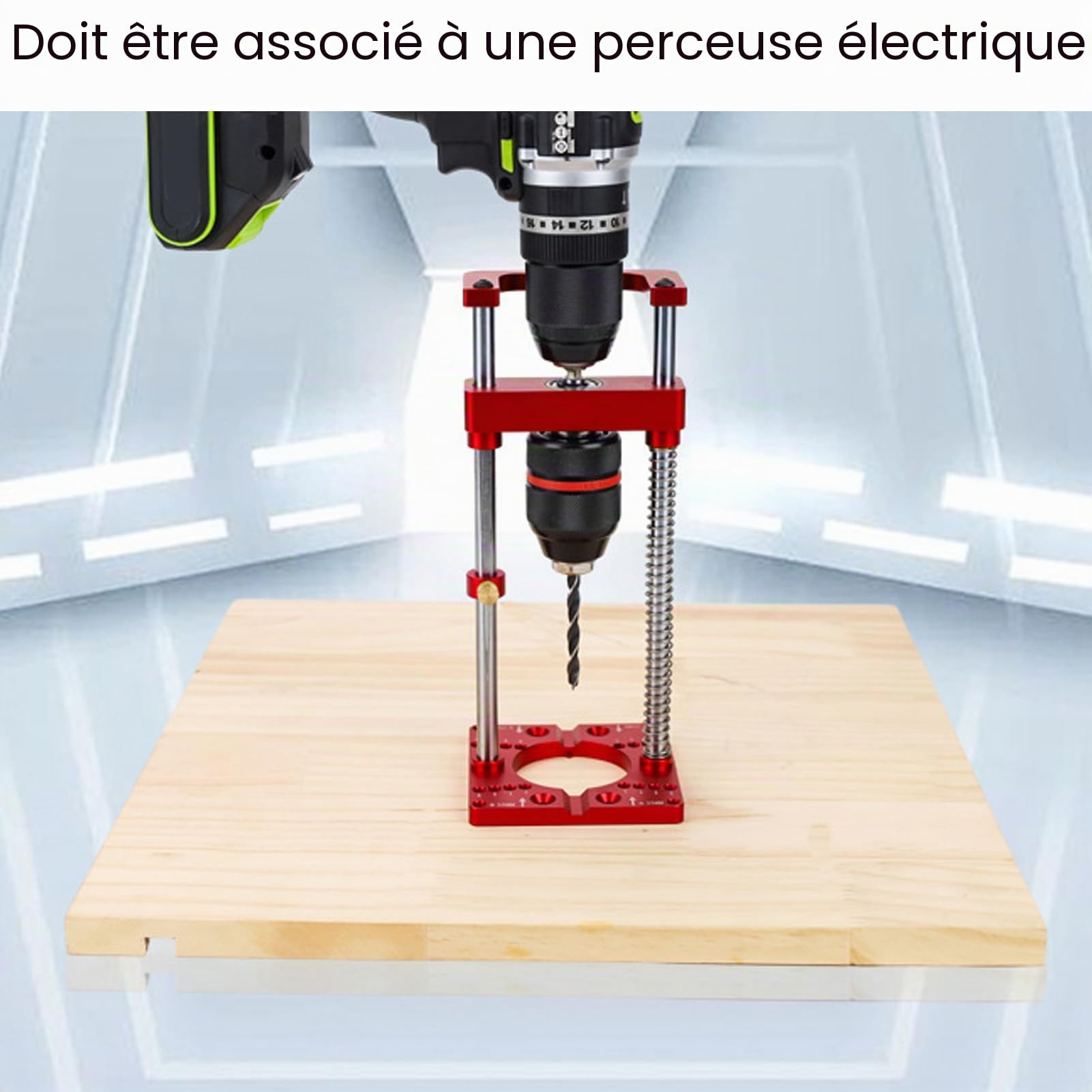 Support de Perceuse à Colonne, Guide de Perçage, Localisateur de Charnière pour le Travail du Bois, Fixation de 35 Mm, avec Mandrin à clé, échelle Réglable pour Perceuse