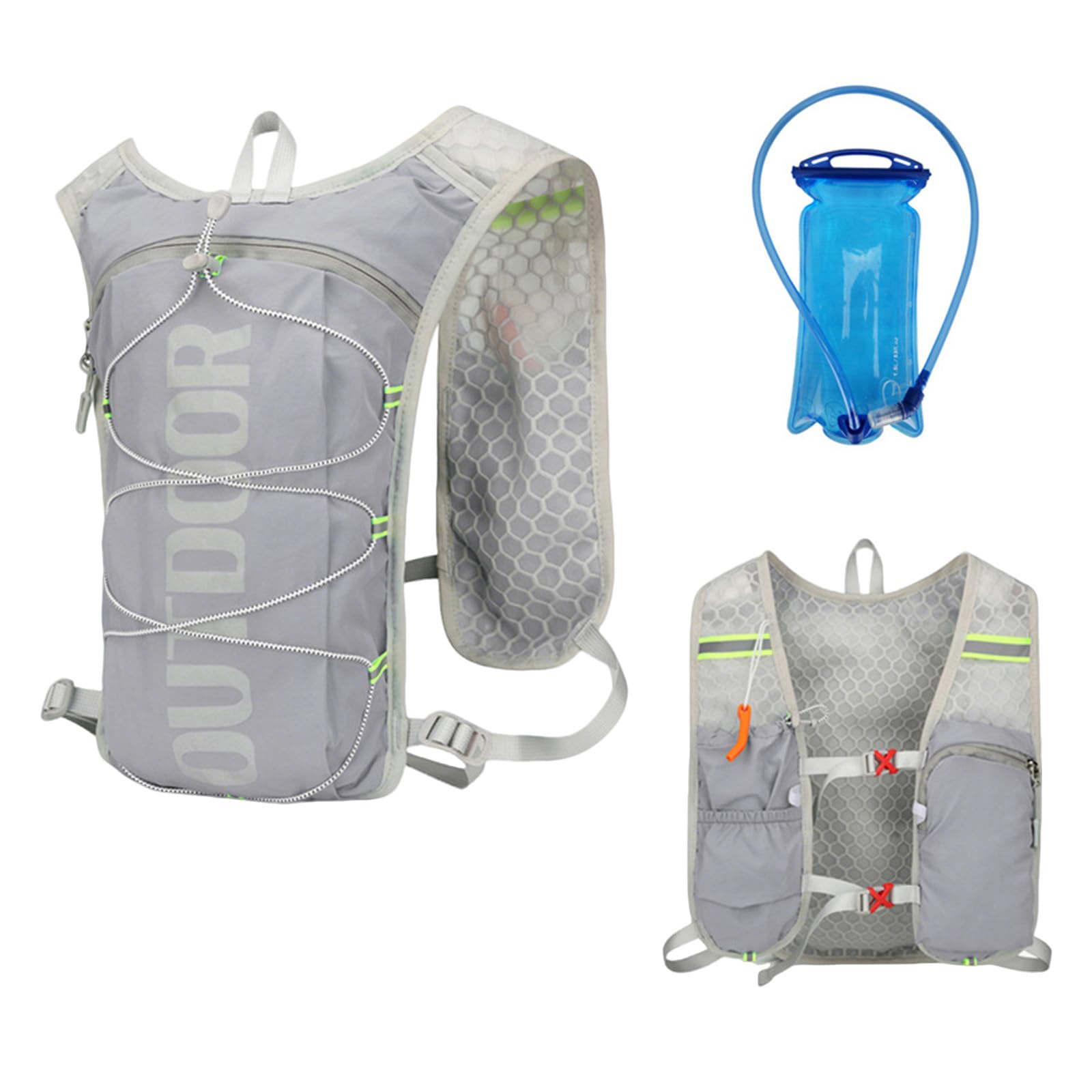 Running Vest with 1.5L Hydration Bladder Women Mens,Adjustable & Breathable Running Hydration Vest,Reflective Hydration Backpack for Cycling Hiking Marathon,Lightweight Backpacks (Grey, one size)