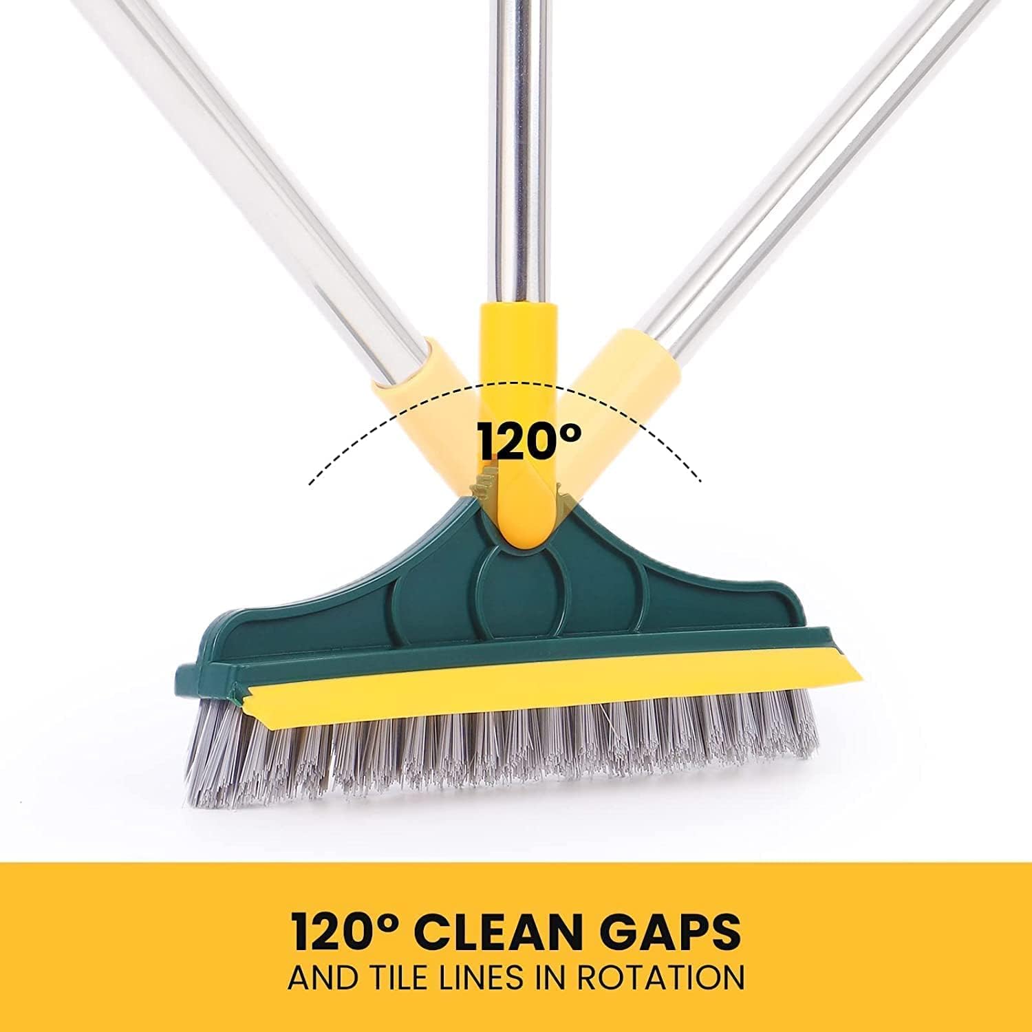 2-in-1 Bathroom Cleaning Brush with Wiper & Long Handle Rotating Floor Scrub Brush for Kitchen, Bathroom, & Tiles Easy Home Cleaning Accessories 2