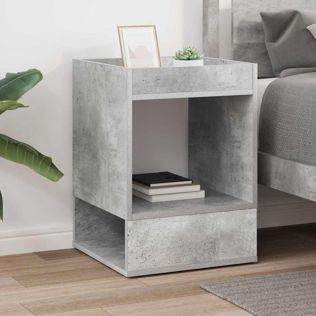 Mesa auxiliar de hormigón, gris, 40 x 40 x 56 cm, rectangular, moderna mesa de centro de madera con estante, elegante mesa de salón para sofá y sillón en interiores
