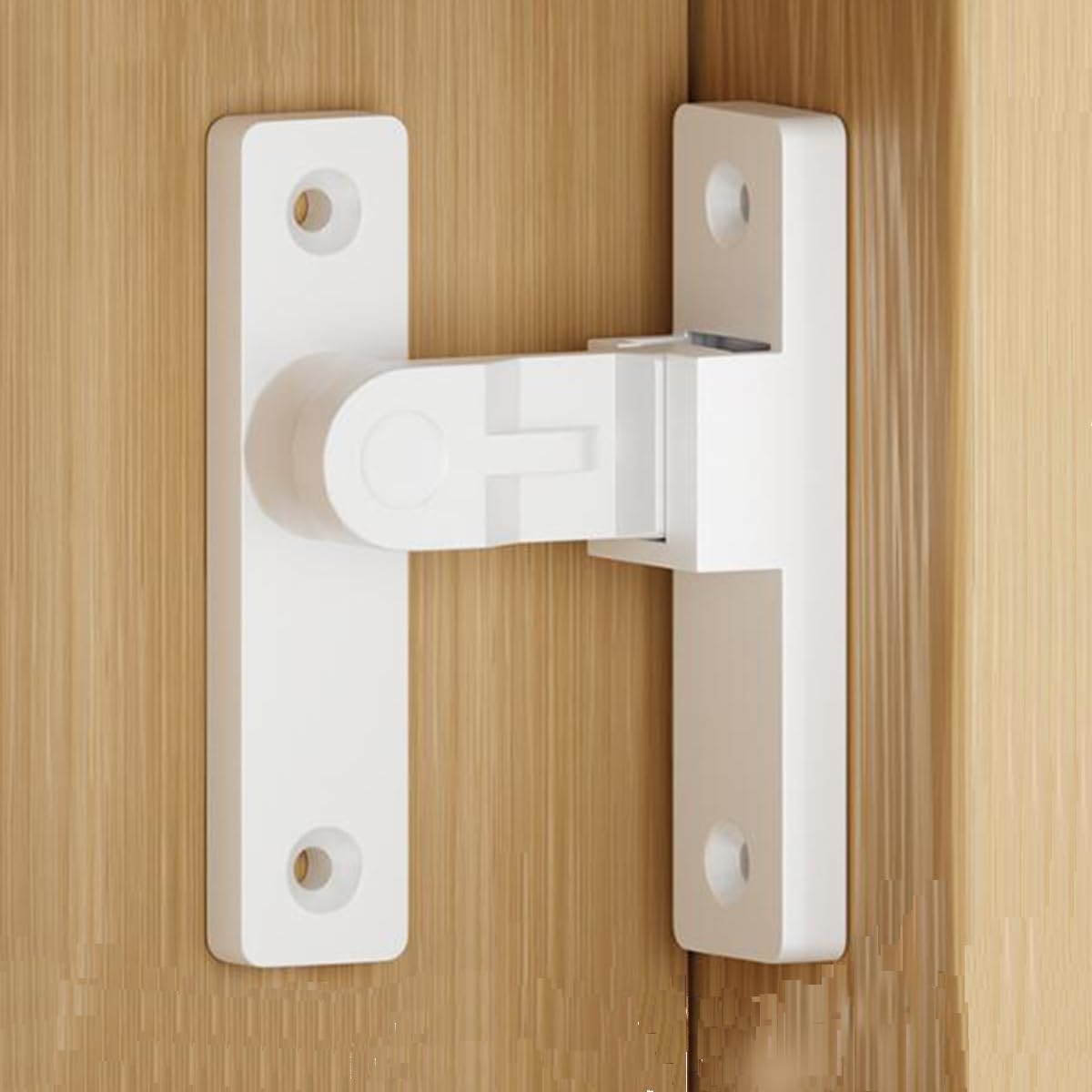 LISHAN 90 Degree Door Lock Premium Solid and Secure Barn Door Lock Modern Design Finish Easy Installation Ideal for Home Office and Various Interior Wooden Doors (White)