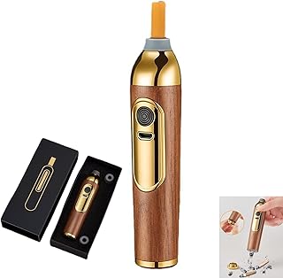 スモーク 携帯灰皿 - 無煙スモークライター 一体型 木製 匂いが漏れない 車用灰皿 吸い殻入れ 軽量 灰が落ちない 灰が飛び散る防止 捨て簡単 丸洗い可能 おしゃれ 屋外/車内用 出かけ用 3つサイズのマウスピースが付き [並行輸入品] ゴールド