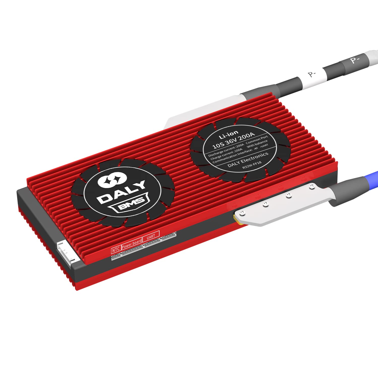 DALY Smart BMS with Bluetooth Wireless Control SOC UART 10S 36V 200A 3.7V Li-ion Battery Protection Board with Balance Leads Wires BMS for 18650 Battery Pack(Smart BMS,200A)