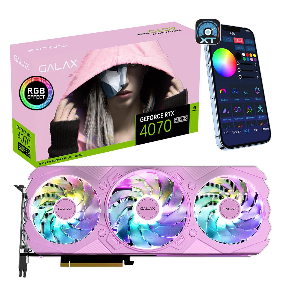 GALAX GeForce RTX™ 4070 Super EX Gamer Pink 1-Click OC, ARGB Fan