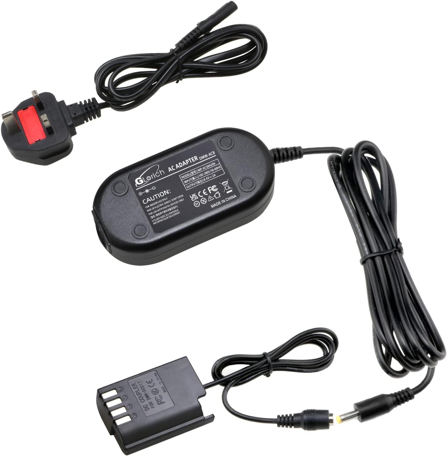 Glorich DMW-DCC17 AC Power Adapter Power Connector DC Coupler DMW-BLK22 Dummy Battery Power Kit Compatible with Digital Cameras Panasonic LUMIX S5 DC-S5 DC-S5K DC-S5GK GH5 II GH6 Battery Grip DMW-BGS5