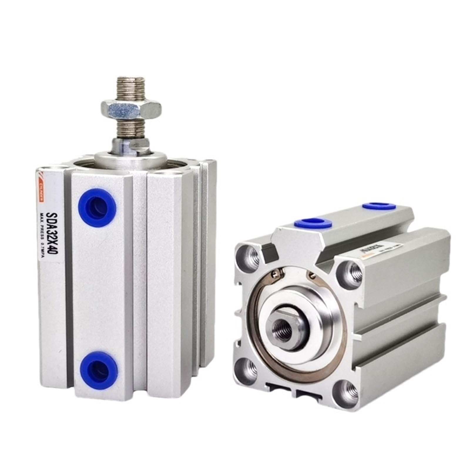 Pjktbeyi Stroke10mm Sda25 32Mm Compact Thin Air Cylinder 5-100Mm Stroke Double Action Aluminium Pneumatic 1Pcs(,Bore 32Mm)