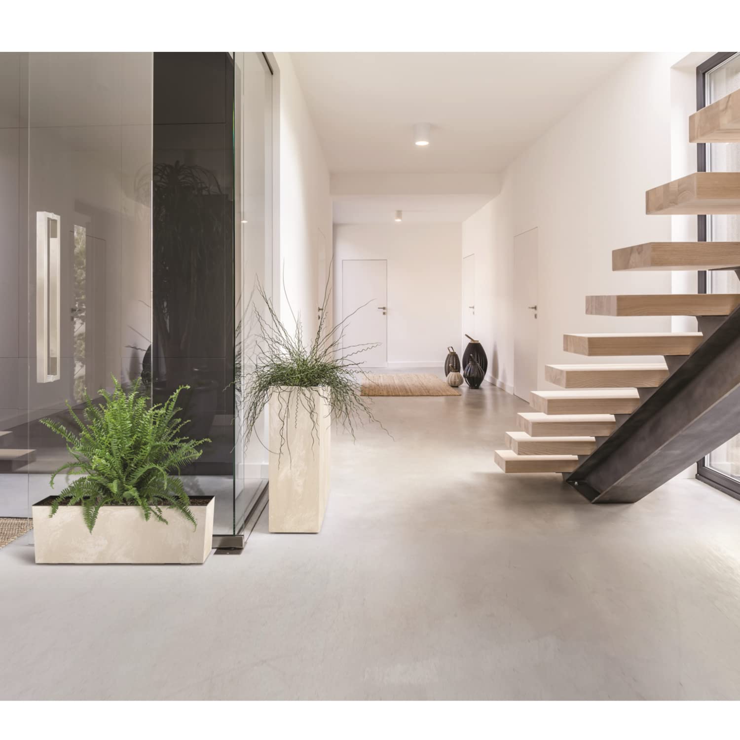 Vaso per piante Sierra Case Beton Effect 77 x 38 x 37cm antracite PROSPERPLAST