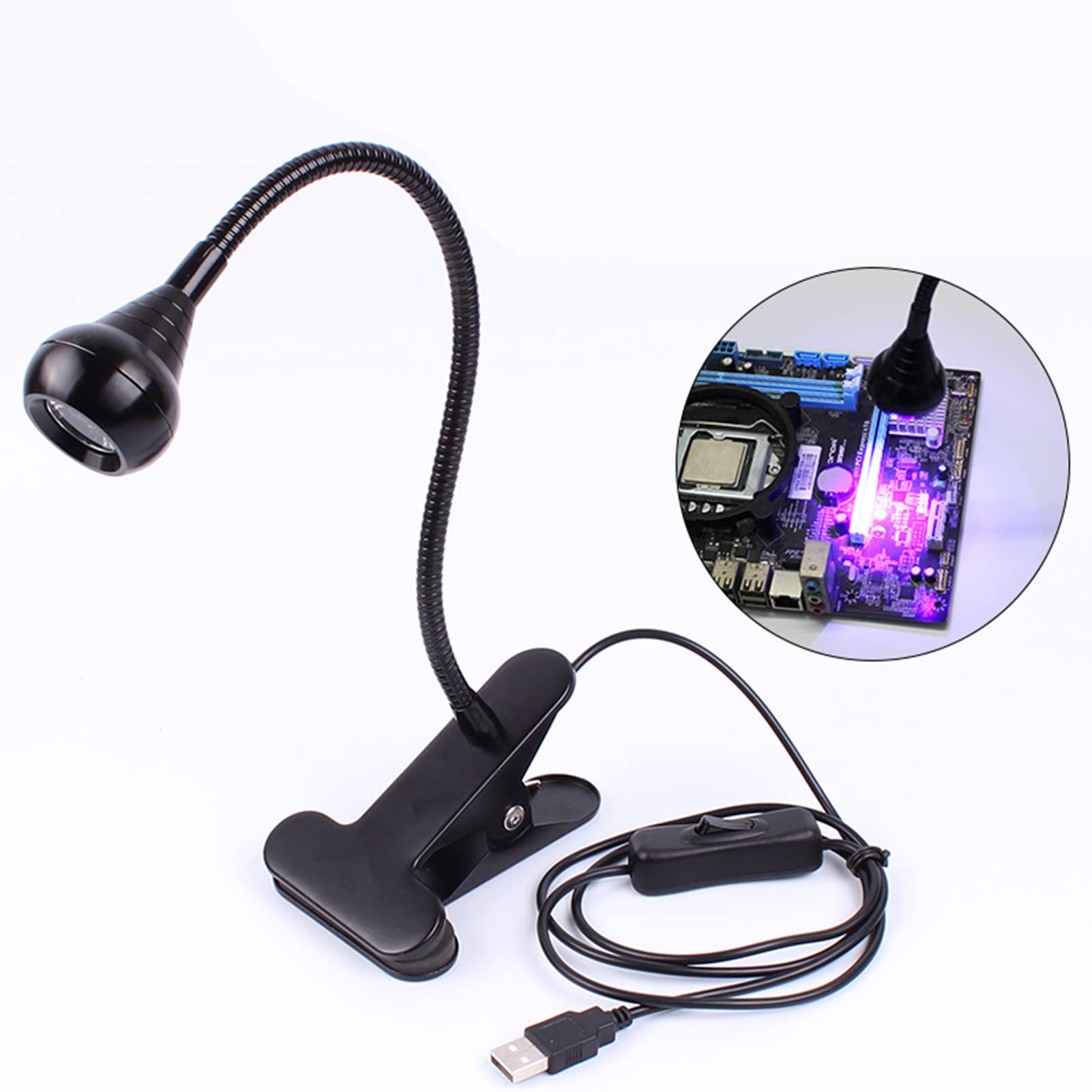 Lampa utwardzana klejem UV, 3 W LED lampa zasilana przez USB, koralik Plug & Play, klej UV, ultrafioletowe, fioletowe światło, do naprawy telefonu komórkowego, narzędzie do naprawy PCB, z klipsem i