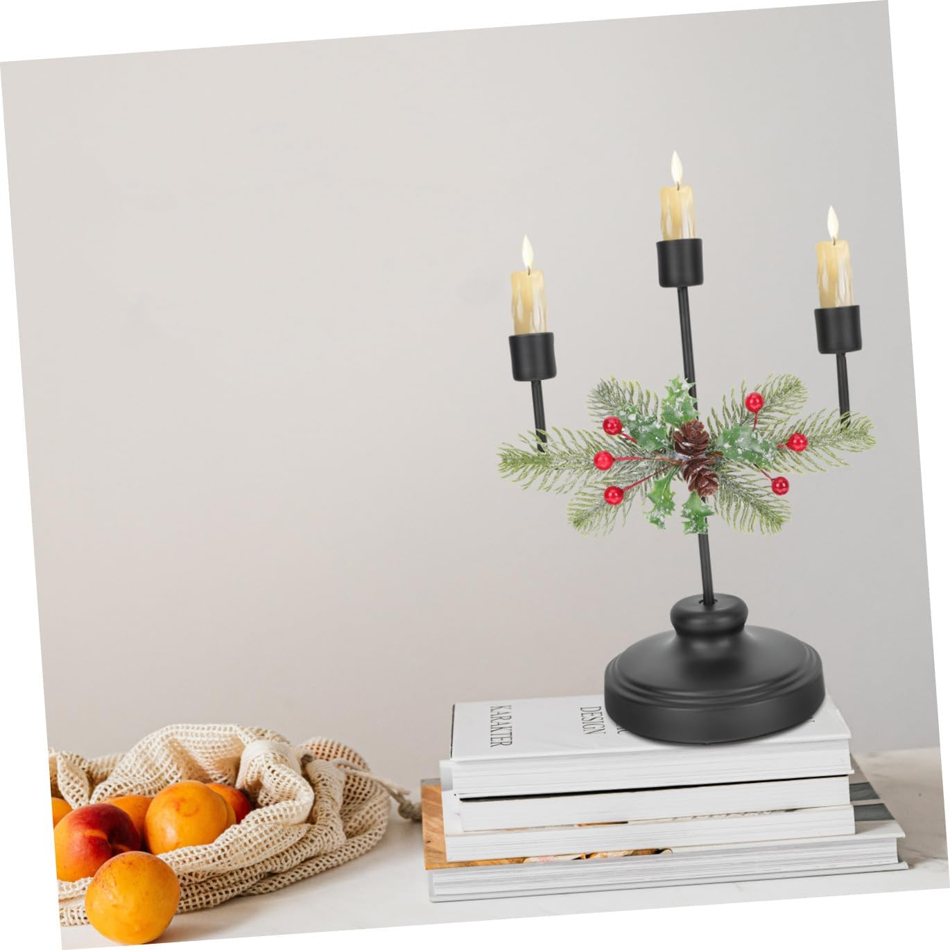 Christmas Candle Holder Elegant Decorative Candlestick for Table Centerpiece Rustic Style Xmas Decor for Parties and Holiday Events for Column Candles