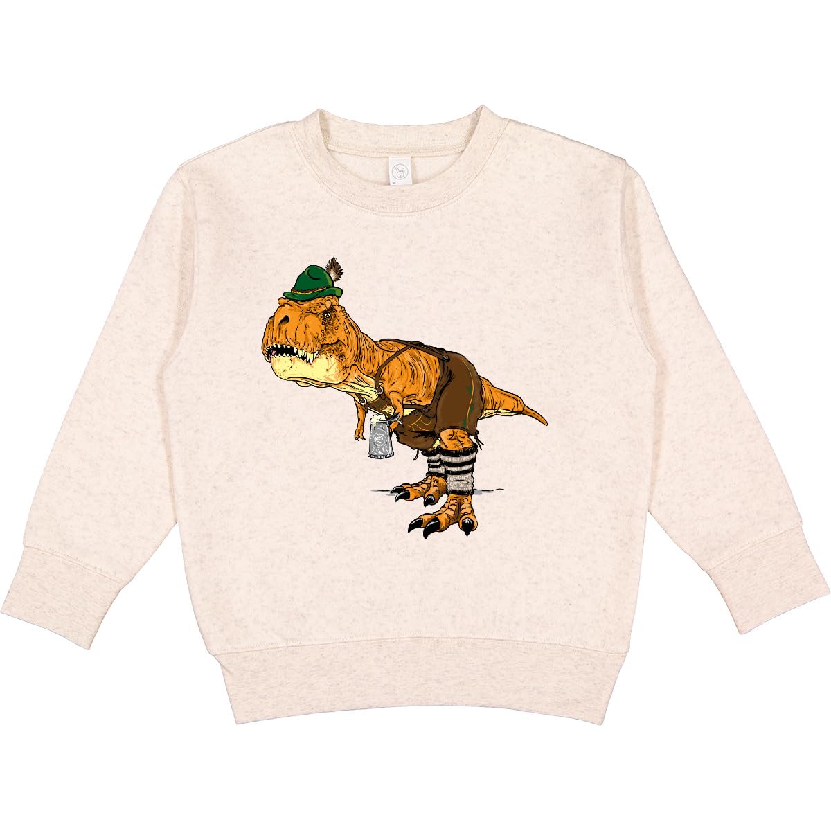 inktastic T-Rex King Of Oktoberfest Toddler Sweatshirt 7 Natural Heather 37697