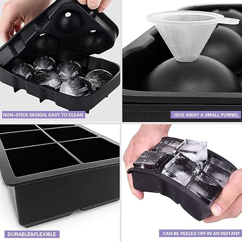 Miniatura 4 de Moldes de silicona grandes para cubitos de hielo, perfectos para cócteles de whisky, sopas de bourbon y golosinas congeladas, sin BPA y diseñados