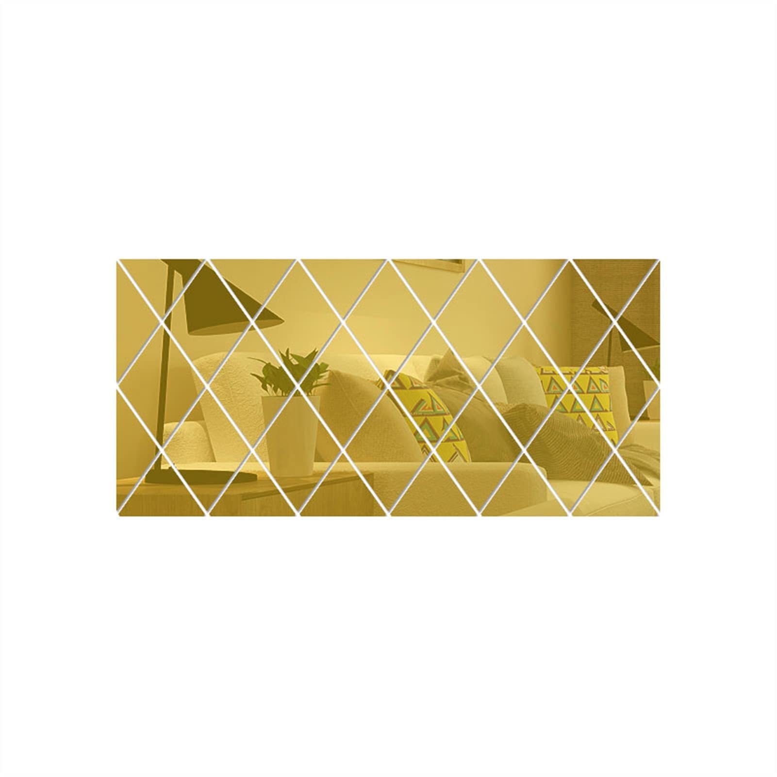 SXDMOUBK Acrylic Mirror Wall Stickers - Removable Geometric Art Diamond Shape Decals for Home, Kitchen, Living Room, and Bedroom Decor