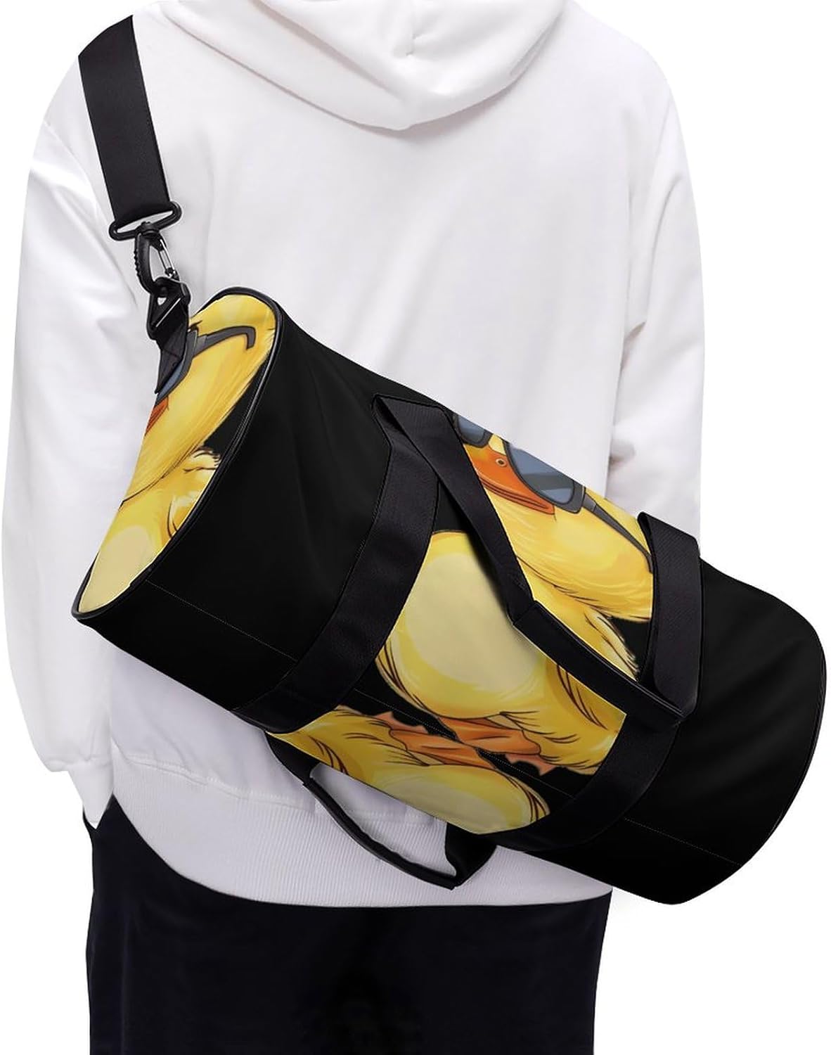 Little Duck with Glasses Gym Sport Bag Travel Duffle Backpack Weekender Overnight with Shoes Compartment for Women Men