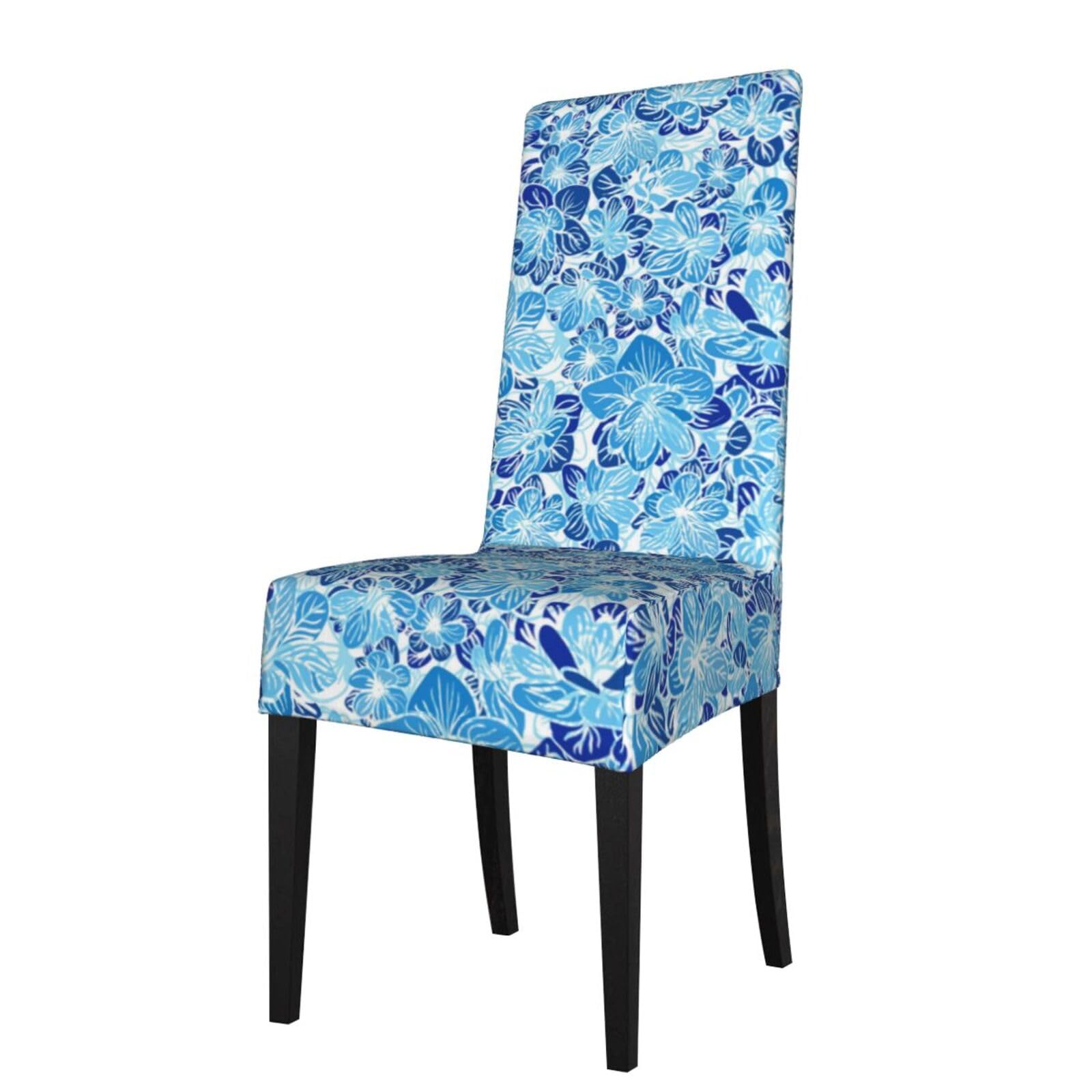 LKYMOH Blue Abstract Flowers, Chair Covers Stretch Chair Slipcovers for Dining Room, for Party Pet Protection Universal Fit Soft Polyester