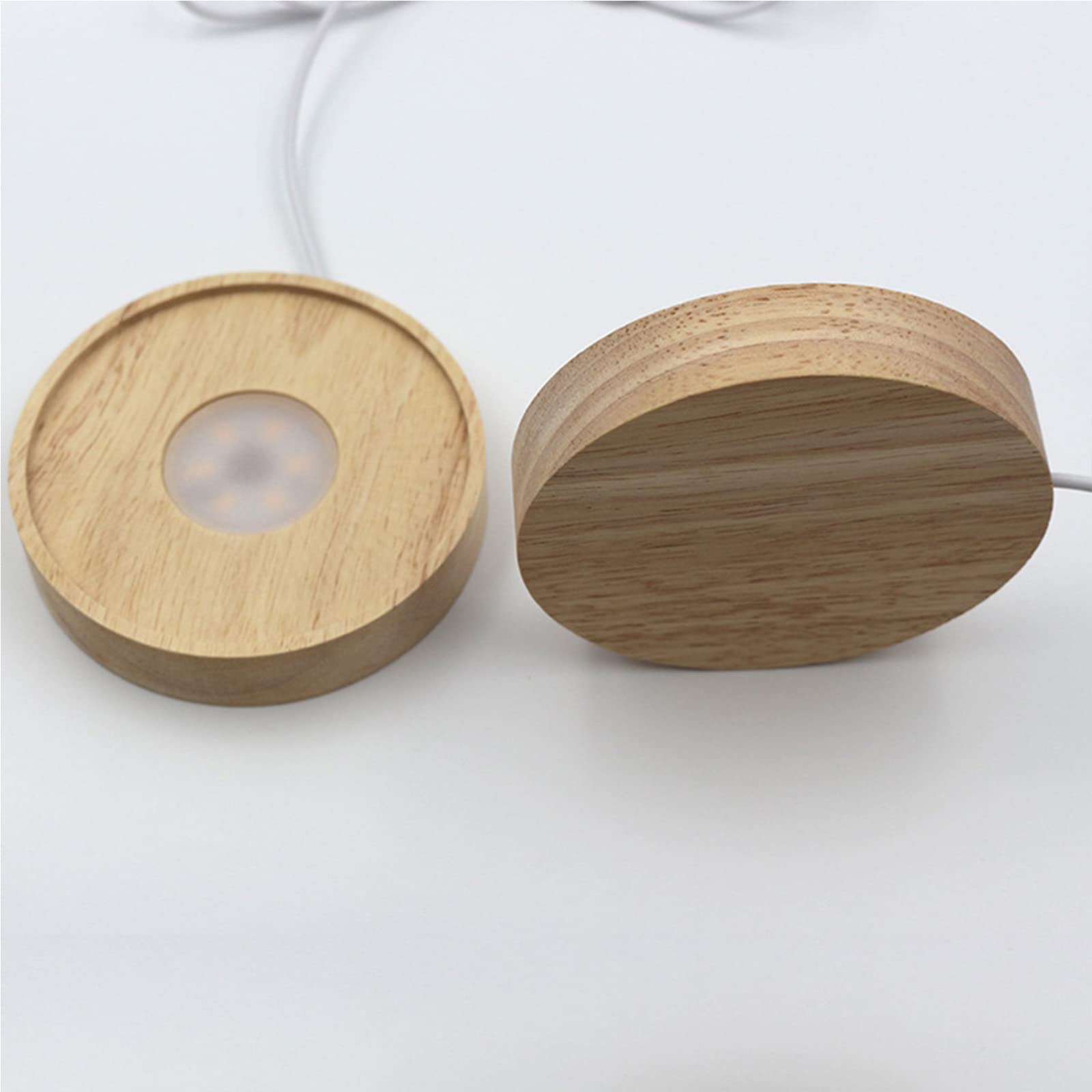 Base per display a LED in legno con piedistalli in legno 3 colori cambia USB luce notturna stand per resina 3D arte rotonda