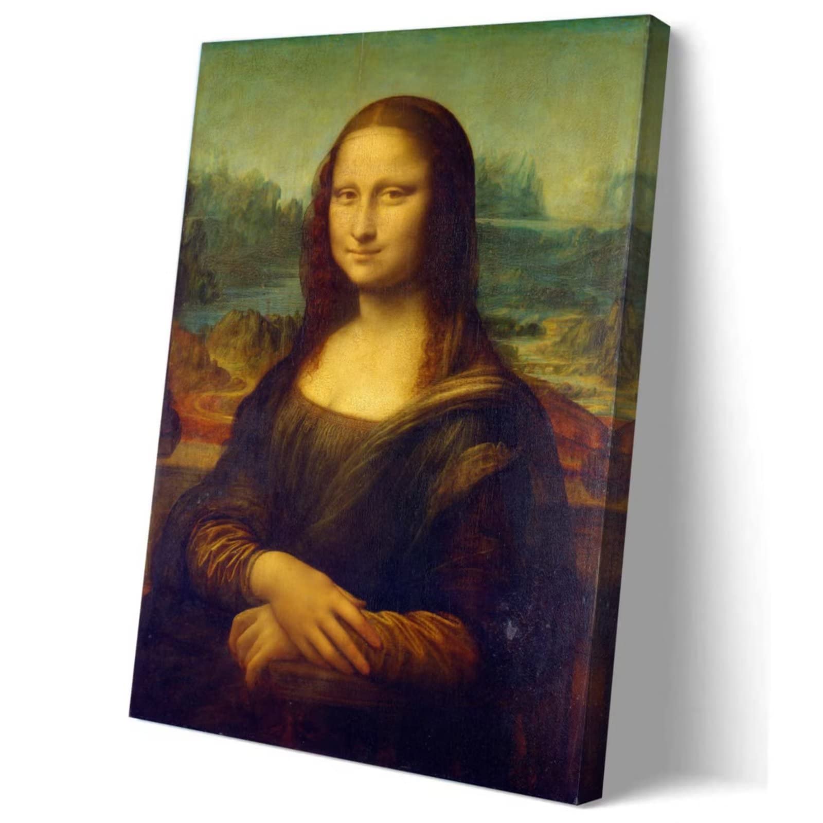 Mona Lisa Painting Poster, Mona Lisa By Leonardo da Vinci Giclee Prints Canvas Wall Art Poster, 16x24 Inch Framed Ready to Hang, Leonardo da Vinci High Renaissance Artists Wall Art for Living Room