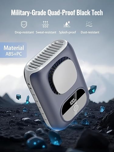 Miniatura 7 de ZNW Mini ventilador personal portátil de cintura y cuello, motor sin escobillas de 10500 RPM, recargable de 40 horas de funcionamiento,
