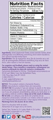 Hyleys Calm Tea with Ashwagandha - Lavender & Honey Flavor - Caffeine-Free, Herbal Tea - 25 Tea Bags - Sleepy Chamomile Bedtime Blend: Natural Herbal Tea for Deep Relaxation & Restful Sleep