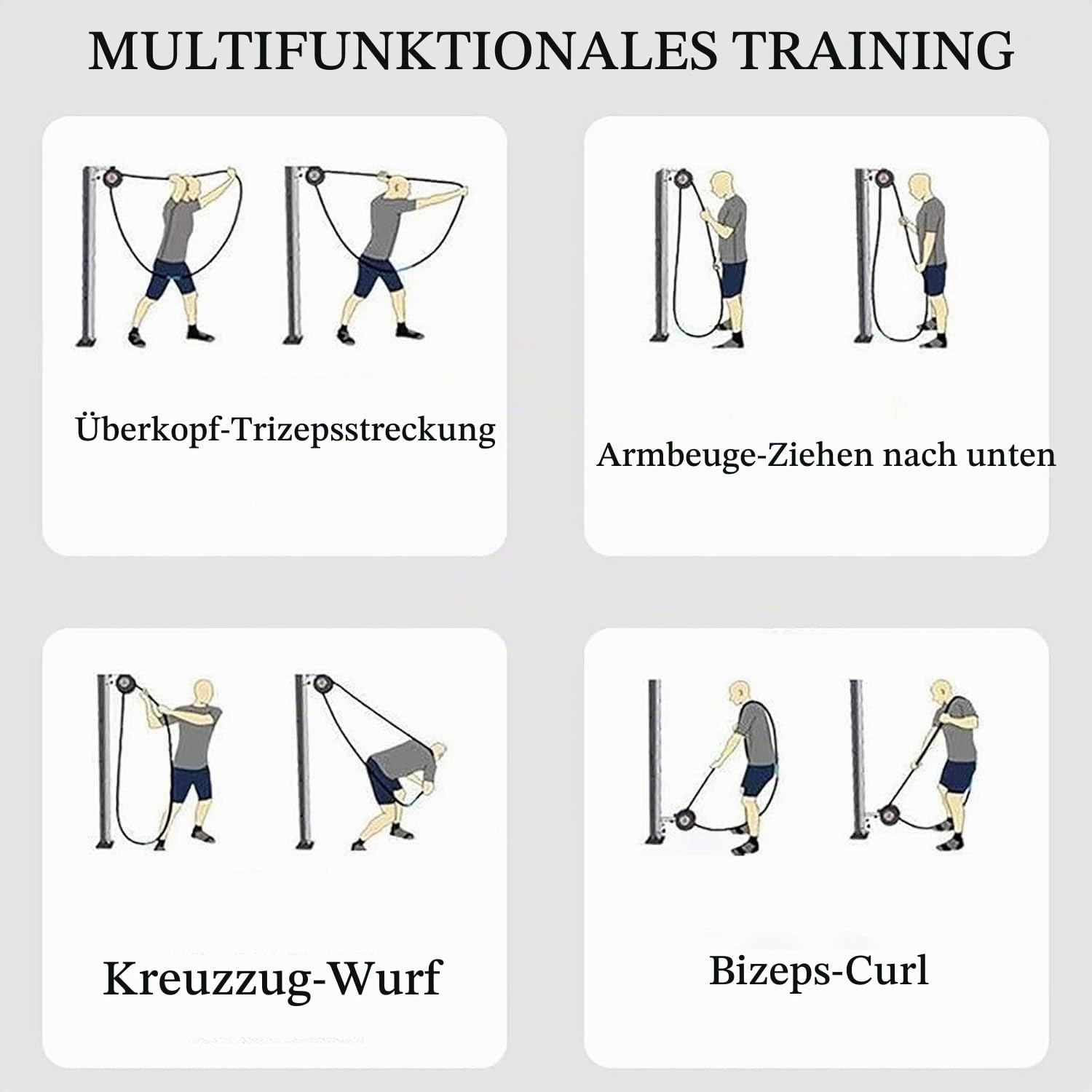 Endlosseiltrainer, Seilzugsystem Mit Einstellbarem Widerstand – for Muskelausdauer, Training Der Oberen Extremitäten, Aerobic-Übungen Und Ganzkörperkoordination