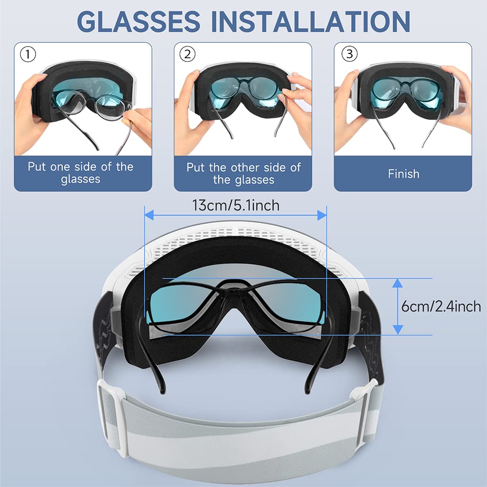 Findway Maschera Sci, Occhiali da Sci Magnetica Donna Uomo, Maschera per Snowboard e Sci per Occhiali da Vista OTG,Anti-UV Protezione UV400 Anti-Nebbia