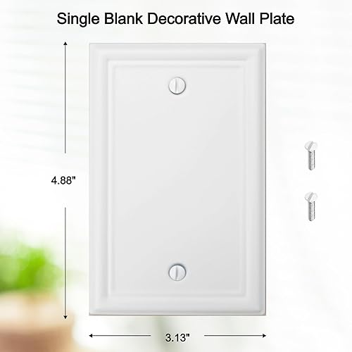 Miniatura 2 de Luca - Placa de pared de metal para interruptor de luz en blanco, paquete de 4 unidades, color blanco, 1 banda, cubierta para interruptor de luz,