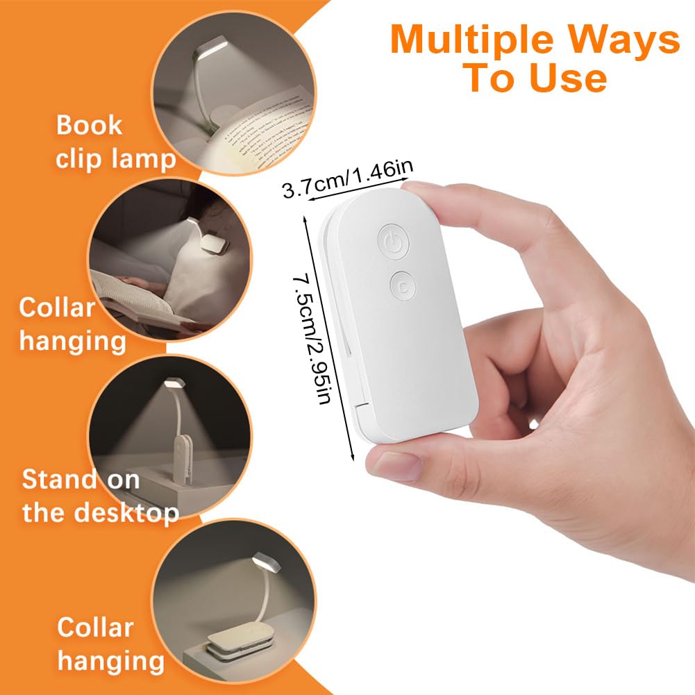 ABOHU LED Reading Light, Rechargeable Clip on Reading Light, 3 Eye-Protecting Modes Book Lamp (Warm/White/Mixed) - Image 3