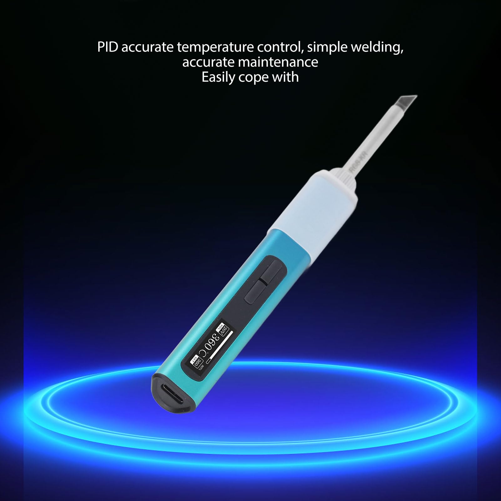 Saldatore elettrico a batteria da 65 W con display digitale, controllo della temperatura PID, riscaldamento rapido, impugnatura isolante in silicone, interfaccia universale