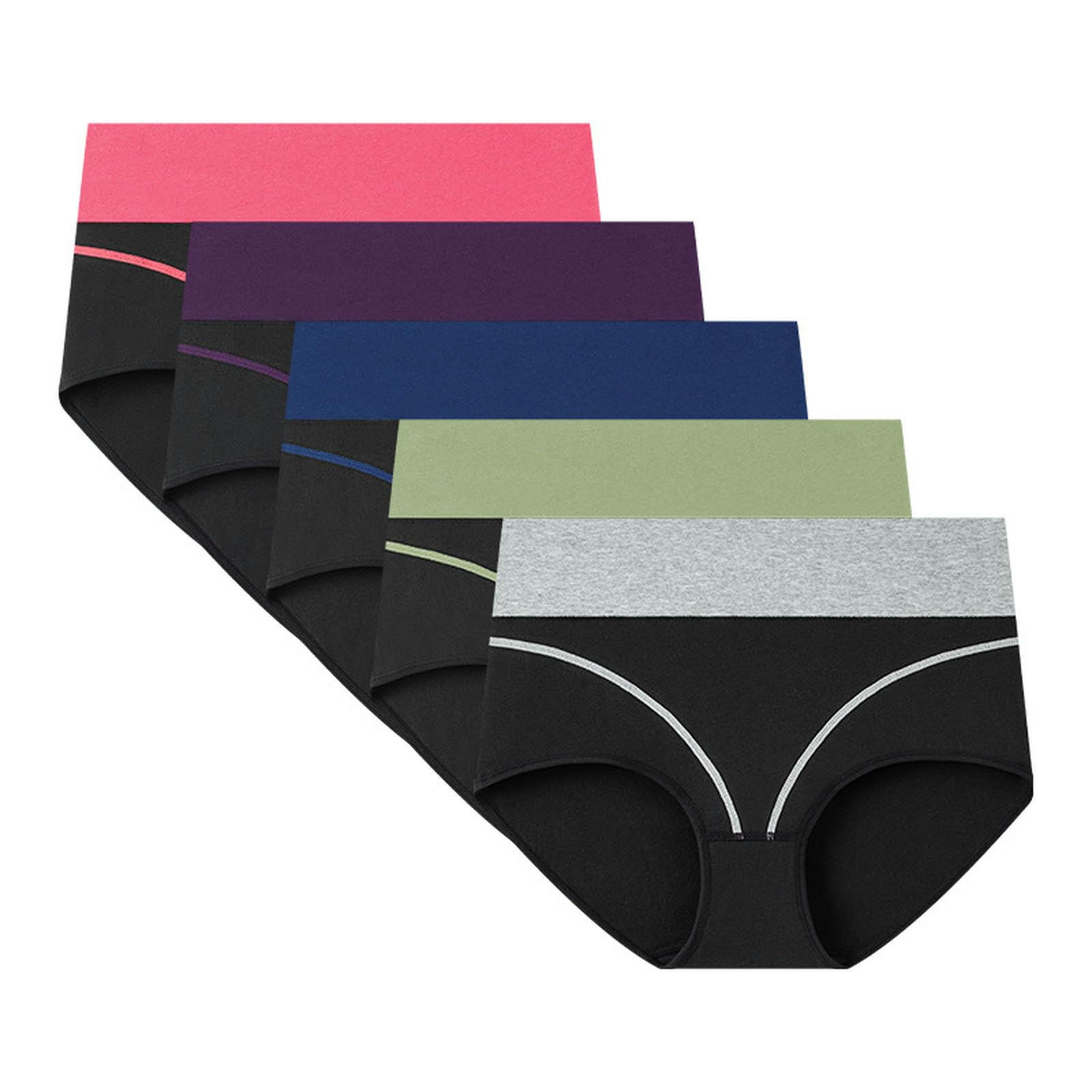 Mutande Donna Cotone con da Donna Morbida Mutandine Traspirabili Slip da 5 Pacchetti Biancheria Intima di Cotone di Grandi Dimensioni per Donne-5pc-m