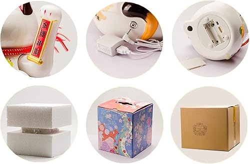 Miniatura 1 de LJYT Ilustración de gato de la suerte blanca con brazo móvil Lucky Cat chino Feng Shui