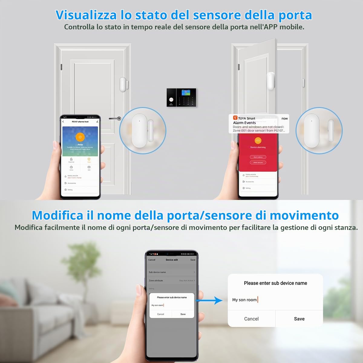LWOHSI Sistema di Sicurezza Domestica Senza Fili,22 Pezzi Kit Allarme per la Casa con Fotocamera di Sicurezza HD 3MP,Sensori di Allarme per Porte/Finestre,Rilevatori di Movimento,Compatibile con Alexa
