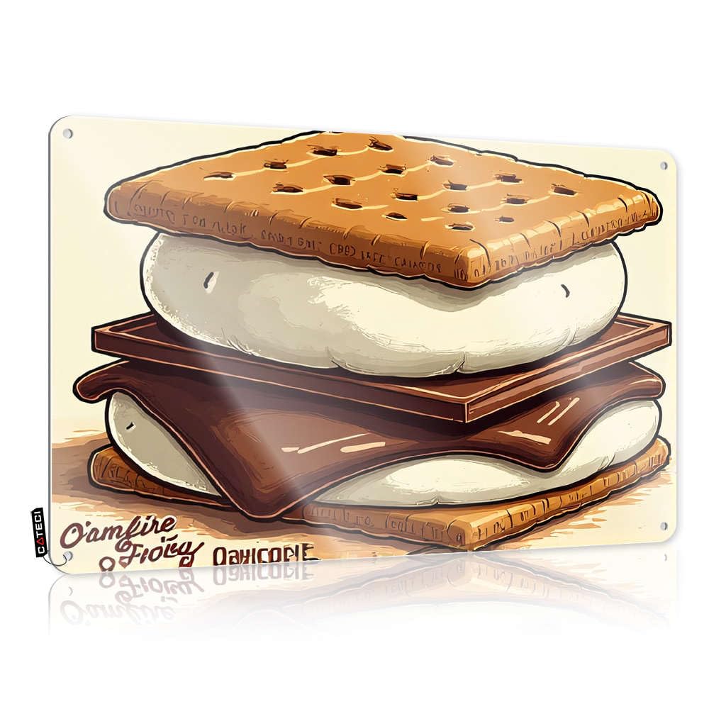 Fzfn Men's Colour Decorations House Stuff Custom Tin Sign, Reusable Fade Resistant Campfire Roast Marshmallow Sandwich For Home Kitchen | Sleek Vintage Decor For Rv Party(30X40cm)