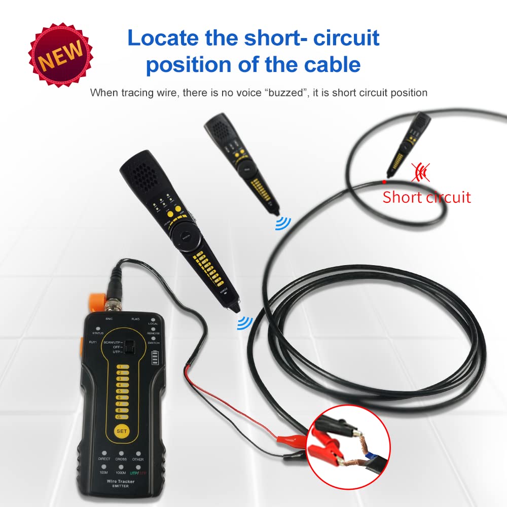 CT-66 Wire Tracer per RJ45 RJ11 Tester cavo di rete, sonda di prova cavo telefonico con luci LED ricerca guasti