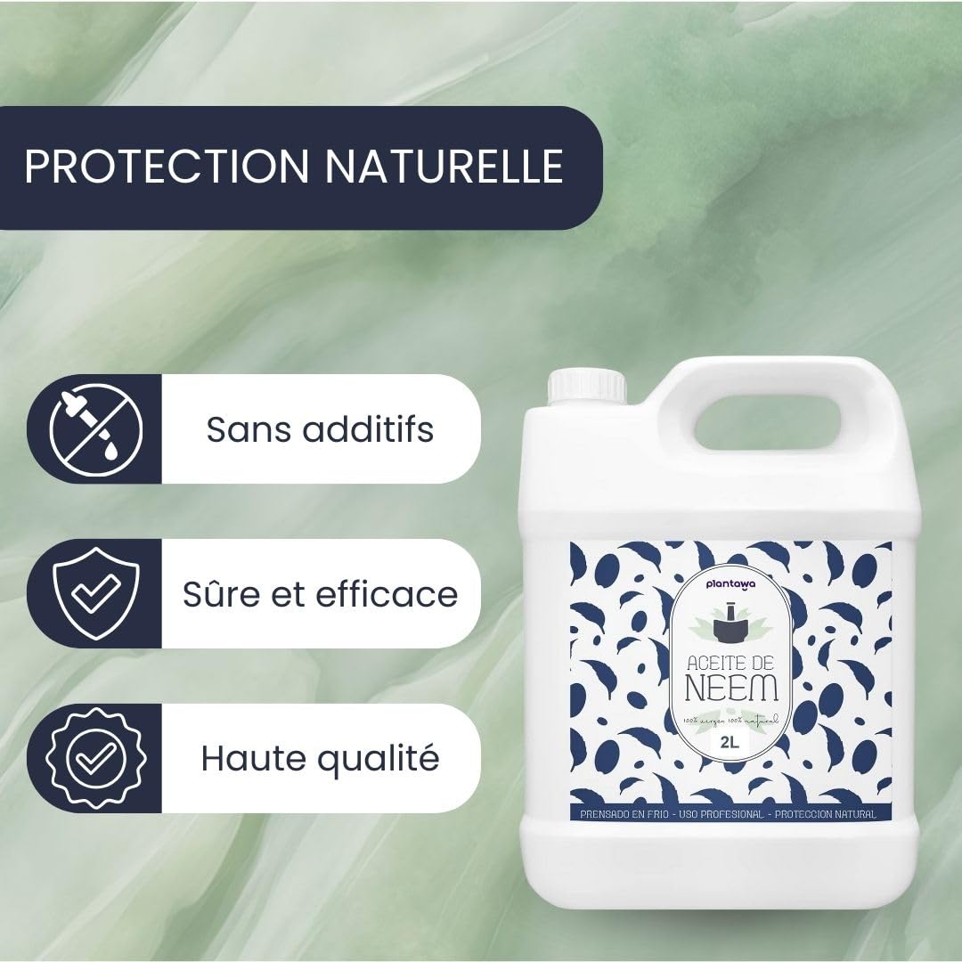 PLANTAWA Huile de Neem 2L | Ingrédient Végétal Polyvalent | Pressée à Froid | Sans Parfum ni Additifs | À Diluer pour Formulations Naturelles et Autonomes