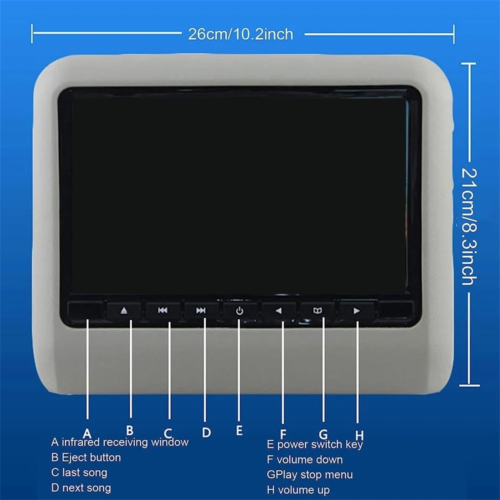 Hoofdsteun Videospeler 9 Inch Autostoel Rug Hoofdsteun LCD Display Mp3/mp4 Multimedia Speler Gaming FM-zender Afstandsbediening DVD Speler Monitor(AV Beige