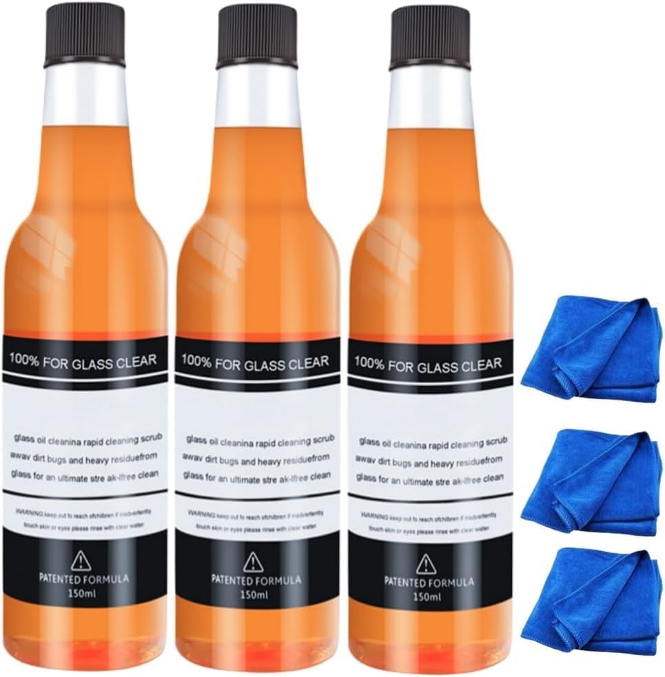 FIONEL 3 unidades de limpiador de película de aceite de vidrio para automóvil, removedor de película de aceite de vidrio automático de 5.1 fl oz,