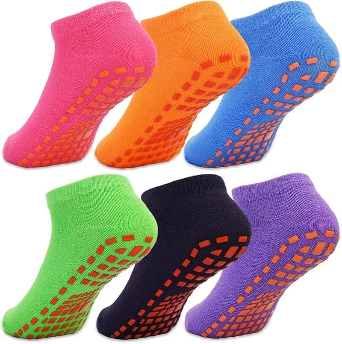TENDSY Non Slip Grip Socks for Kids | Pack of 6 Cotton Anti Skid Socks with Full Silicone Grips | Trampoline, Yoga & Indoor Play Socks for Boys & Girls | Multicolour (IN, Age, 2 Years, 7 Years) - Image 7 thumbnail