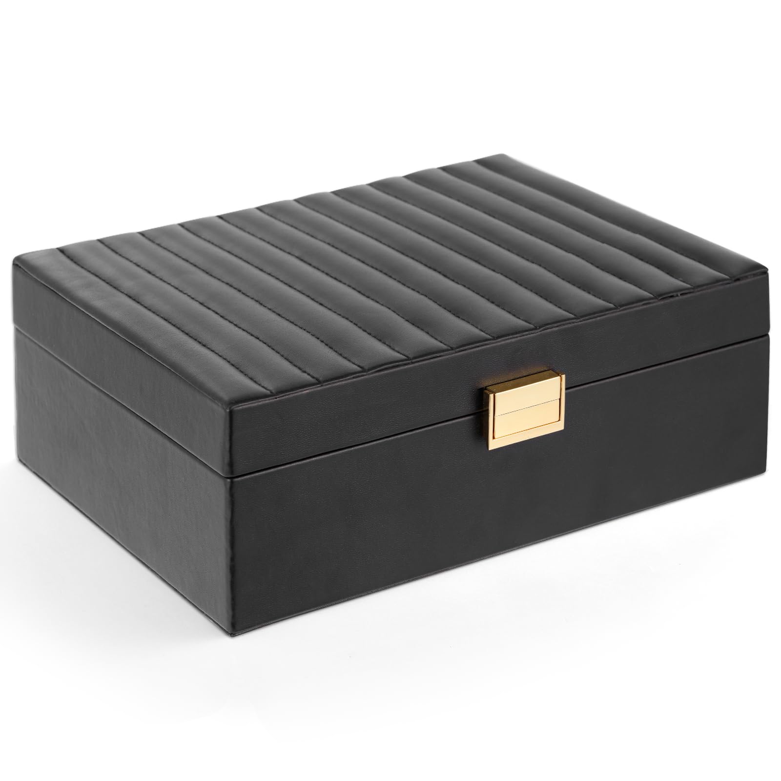 Gifturbo Jewelry Boxes for Women 2-Layer Jewelry Organizer Box with Removable Tray PU Leather Jewelry Storage Girls Modern