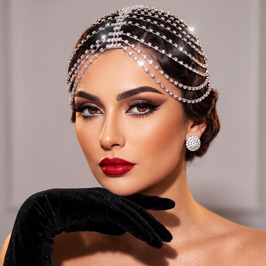 Amazon.com: CAKURE 1920s Crystal Cap Headpiece Flapper Cap
