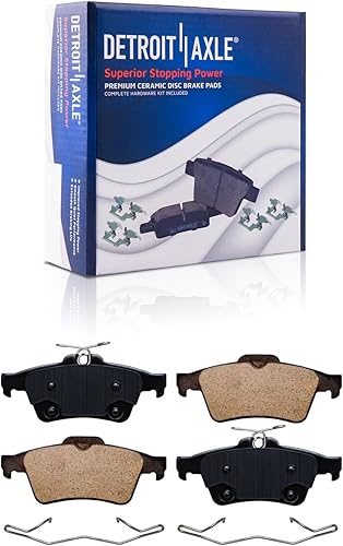 Miniatura 7 de Detroit Axle - Kit de frenos para Ford 2013-2016 Escape 2014-2018 Transit Connect Rotores de freno de disco ranurados perforados Pastillas de freno