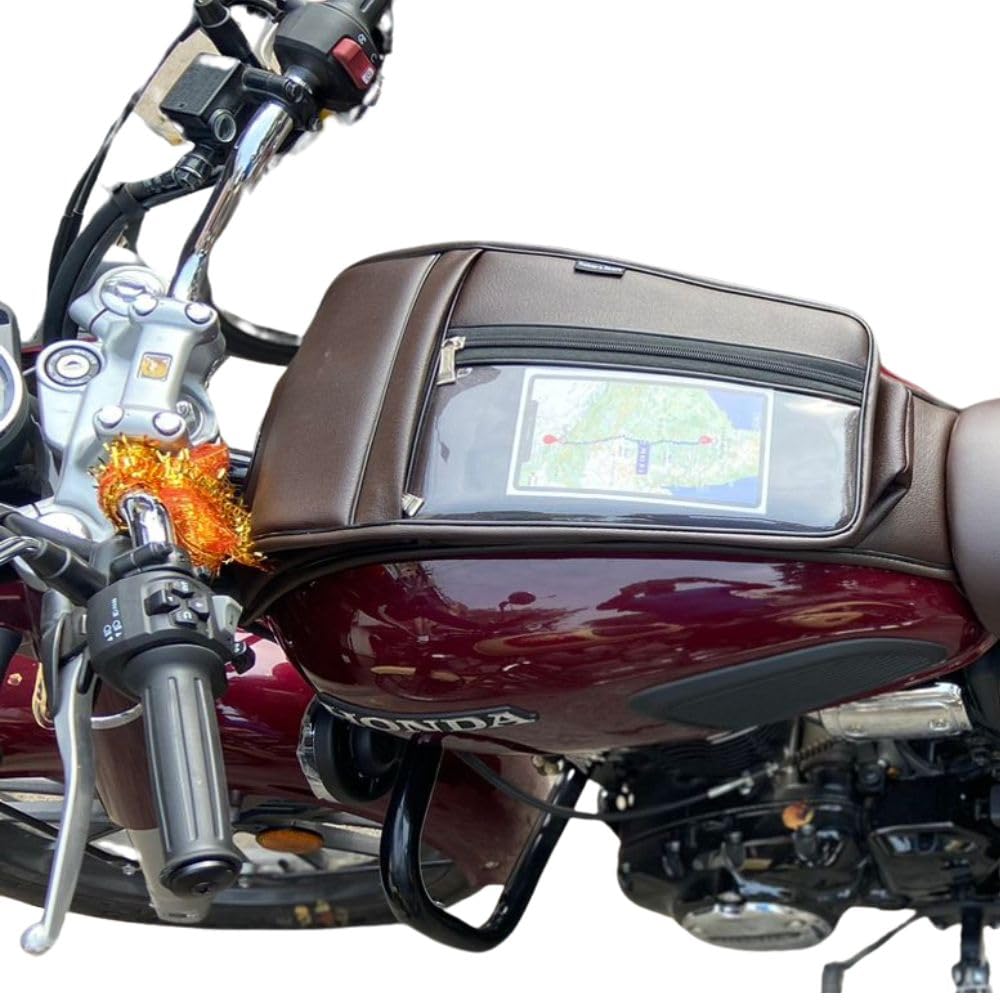 Sahara Seats Tank Cover with Mobile Holder Compatible for Honda CB350(New) (Thick Flap - Large Space)-image-3