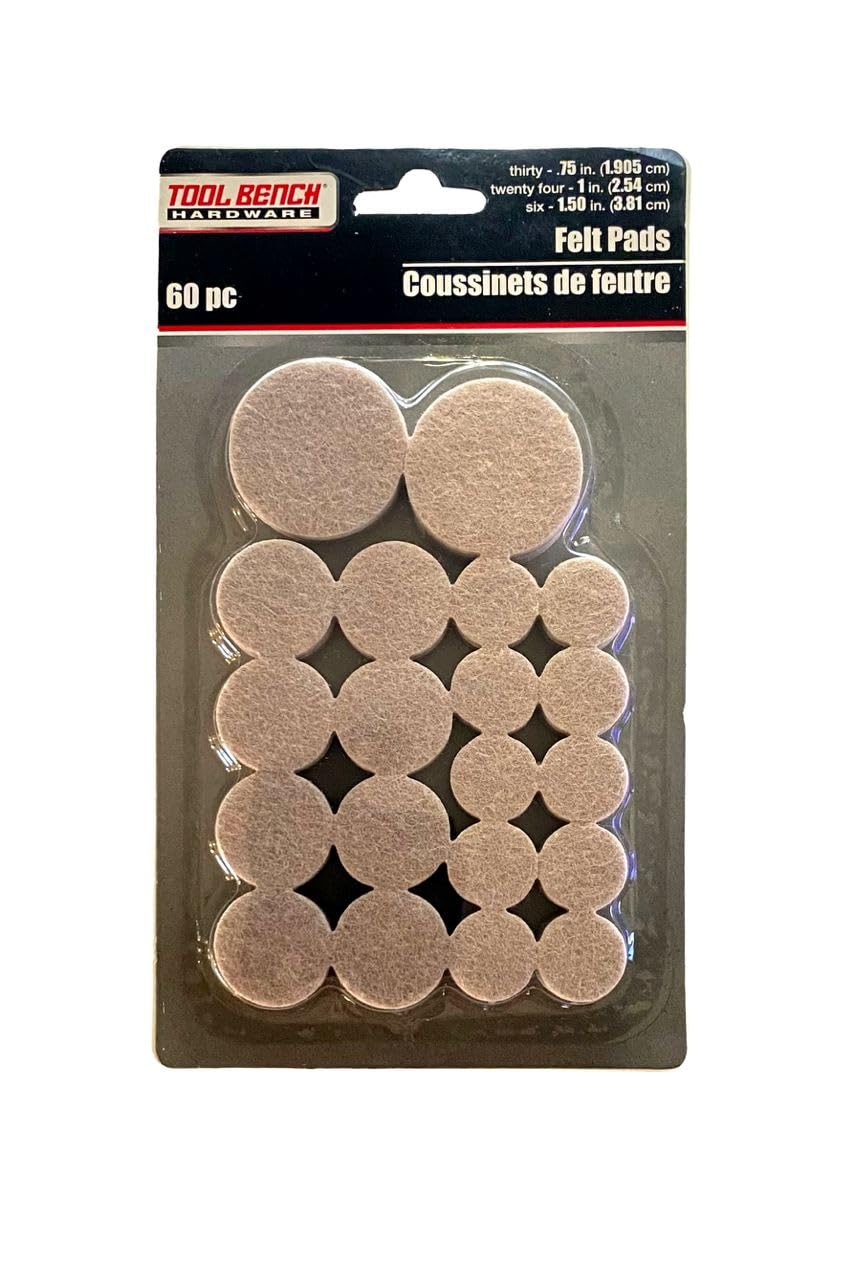Tool Bench Felt Protectors, Beige, 60 Pack