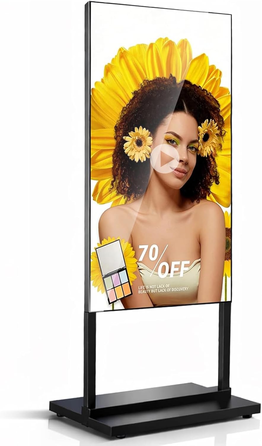 32 Inch Floor Standing Digital Signage, 700nits High Brightness Slim Frameless Advertising Display, Digital Signage with CMS/U-Disk Plug&Play, Split Screen, 7/24 Timer switch,HDMI/USB/WiFi/Android OS
