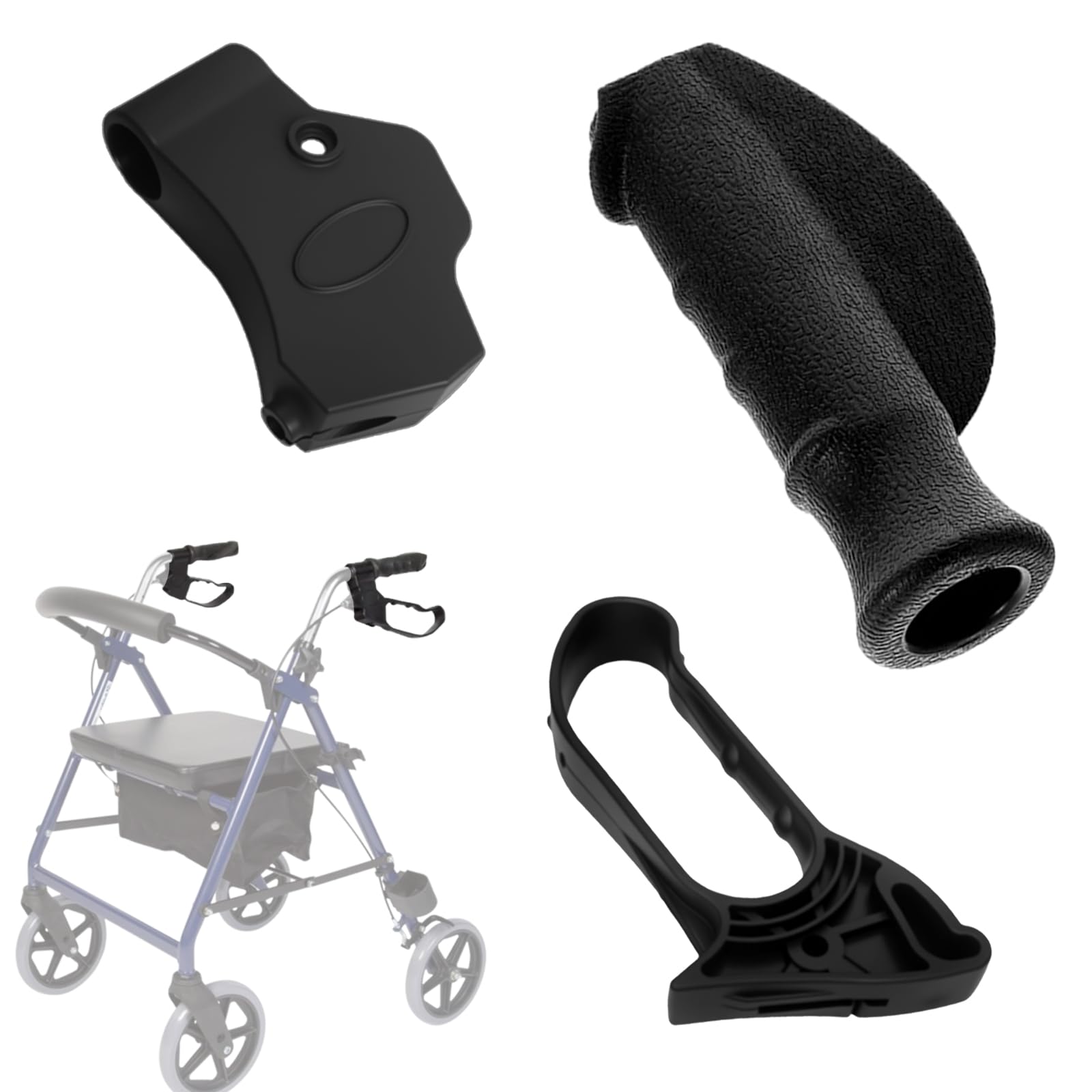 Rollator - Conjunto de freno de mano y agarre para reemplazo de andador rodante, empuñaduras de ayuda de movilidad sin cable de freno, se adapta a tubos de 22 mm