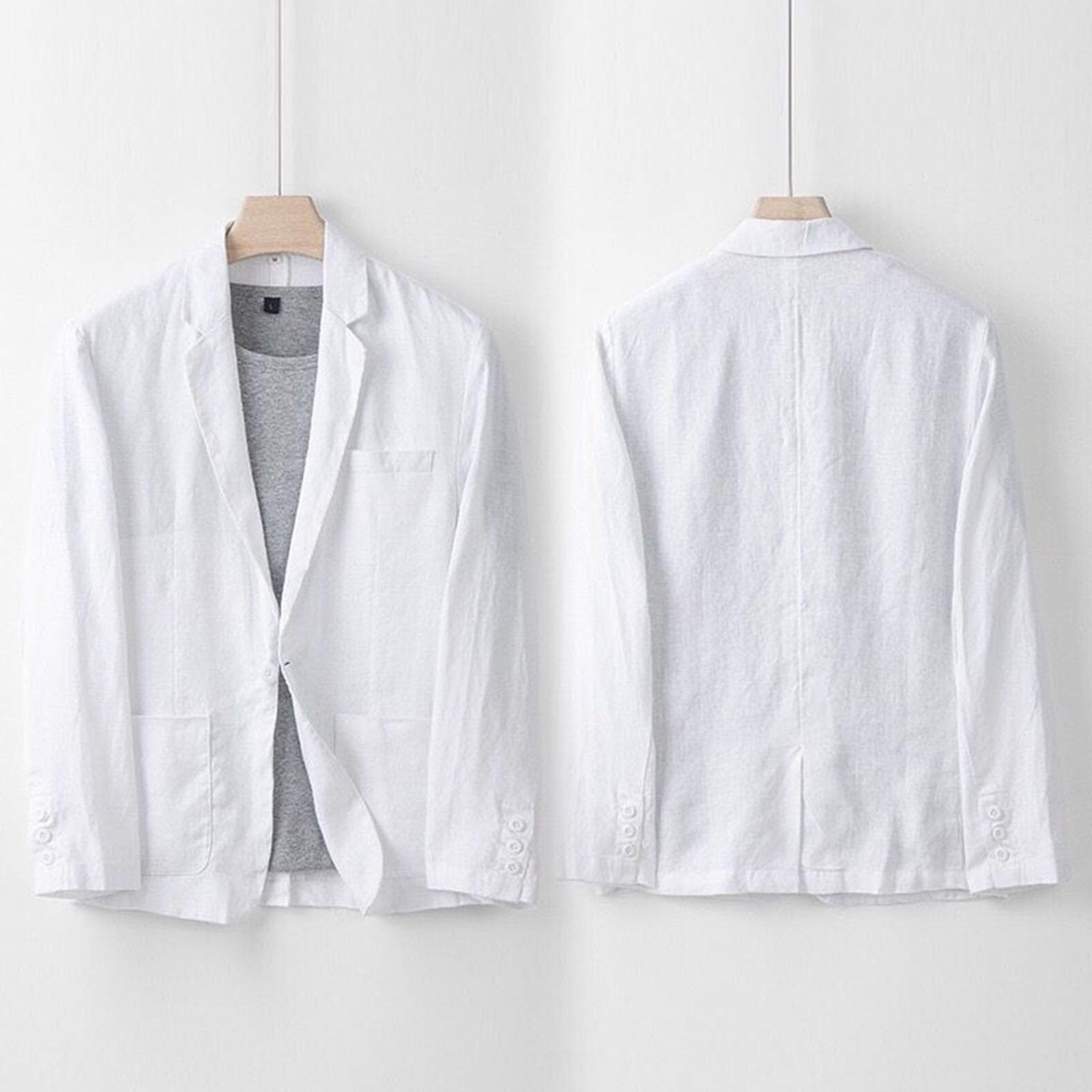 Completo da Uomo in Lino, 2 Pezzi, Slim Fit, con Giacca e Pantaloni, Blazer Estivo, Ballo di fine Anno e Matrimonio