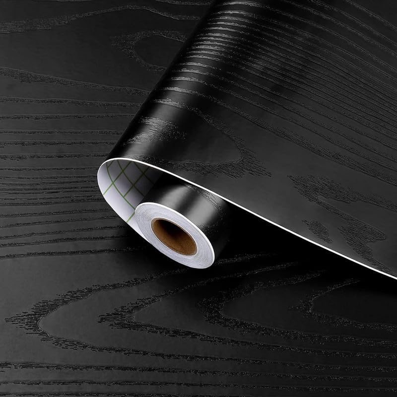 Image of HOME13 Black Wooden Kitchen Self Adhesive Vinyl Decorative Wallpaper for Kitchen Countertop Home /Office 1 Ft x 4 Ft with 2pcs
