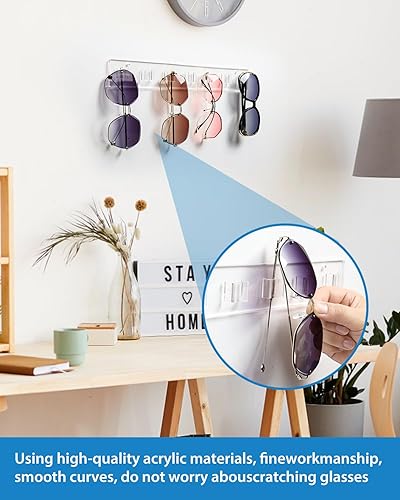 Miniatura 3 de Organizador de lentes de sol, paquete de 2 organizadores acrílicos para lentes de sol, soporte de exhibición de anteojos montado en la pared,