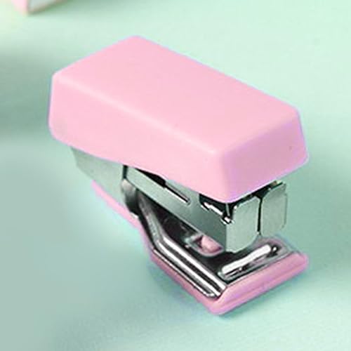 Miniatura 2 de Juego de mini grapadoras, conveniente engrapadora compacta de escritorio de oficina para suministros de oficina (rosa Sakura)
