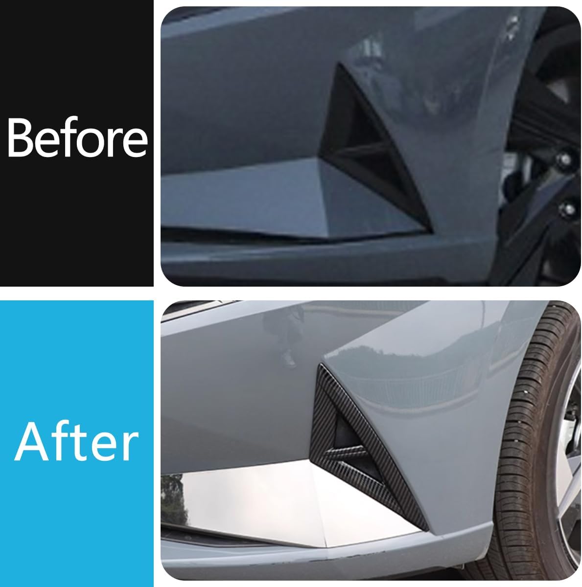 Car Accessories Fit For Hyundai Elantra 2021 2022 2023 (Not for Elantra N) Exterior Decoration Front Fog Light Lamp Frame Cover Trim (Front:Carbon Fiber) 2PCS ABS